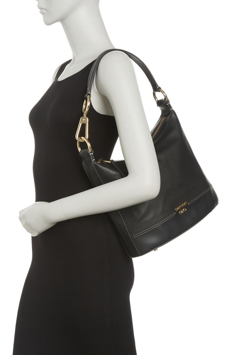Calvin Klein Sophia Micro Pebble Leather Hobo Shoulder Bag, Main, color,