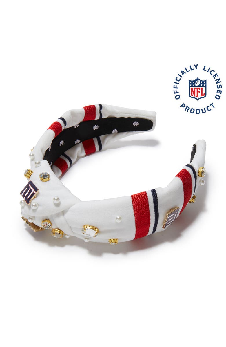 Lele Sadoughi New York Giants Embellished Knotted Headband, Main, color, Ivory 100