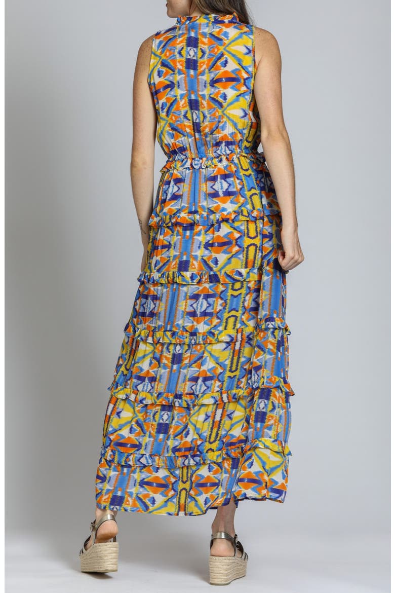 Batik Print Sleeveless Tiered Maxi Dress, Alternate, color, YELLOW MULTI