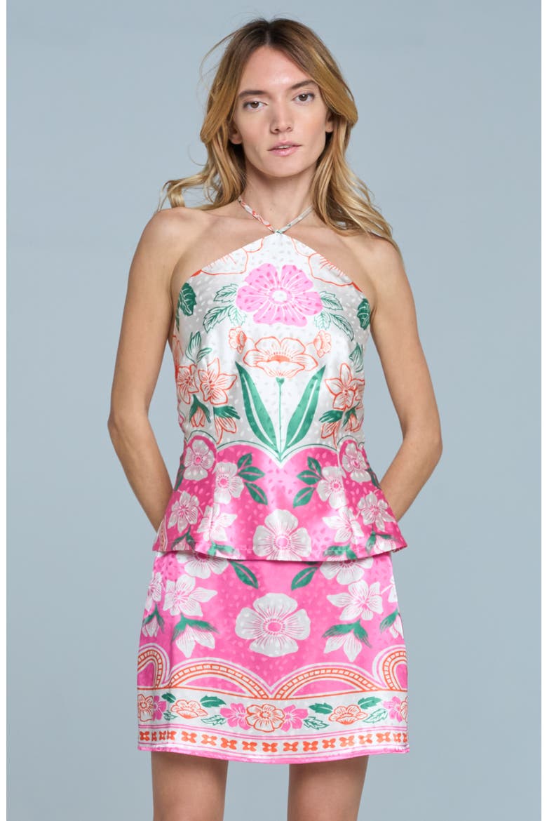 Lenya Floral Miniskirt, Alternate, color, PINK