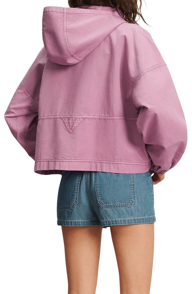Veronica Beard Cunningham Half Snap Cotton Hoodie, Alternate, color, Orchid Haze