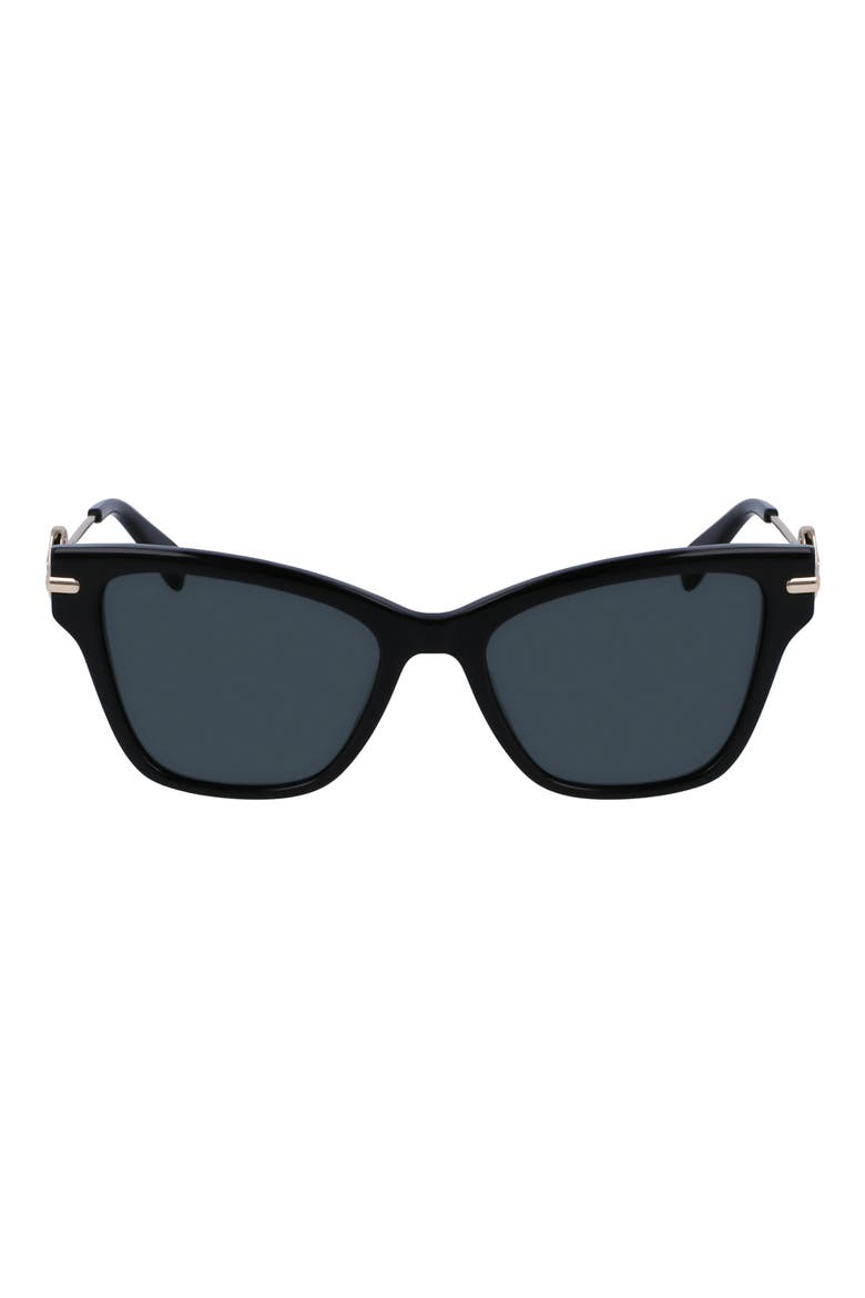 Medallion 52mm Modified Rectangular Sunglasses, Main, color, BLACK