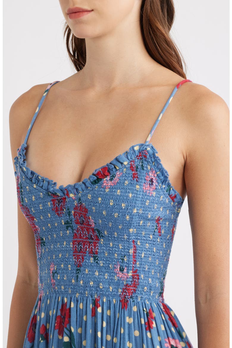 Sweet Nothings Floral Print Sleeveless Maxi Sundress, Alternate, color, BLUE COMBO