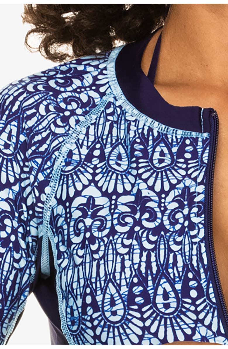 HELEN JON Island Rash Guard Upf 50+, Alternate, color, Island Batik Navy