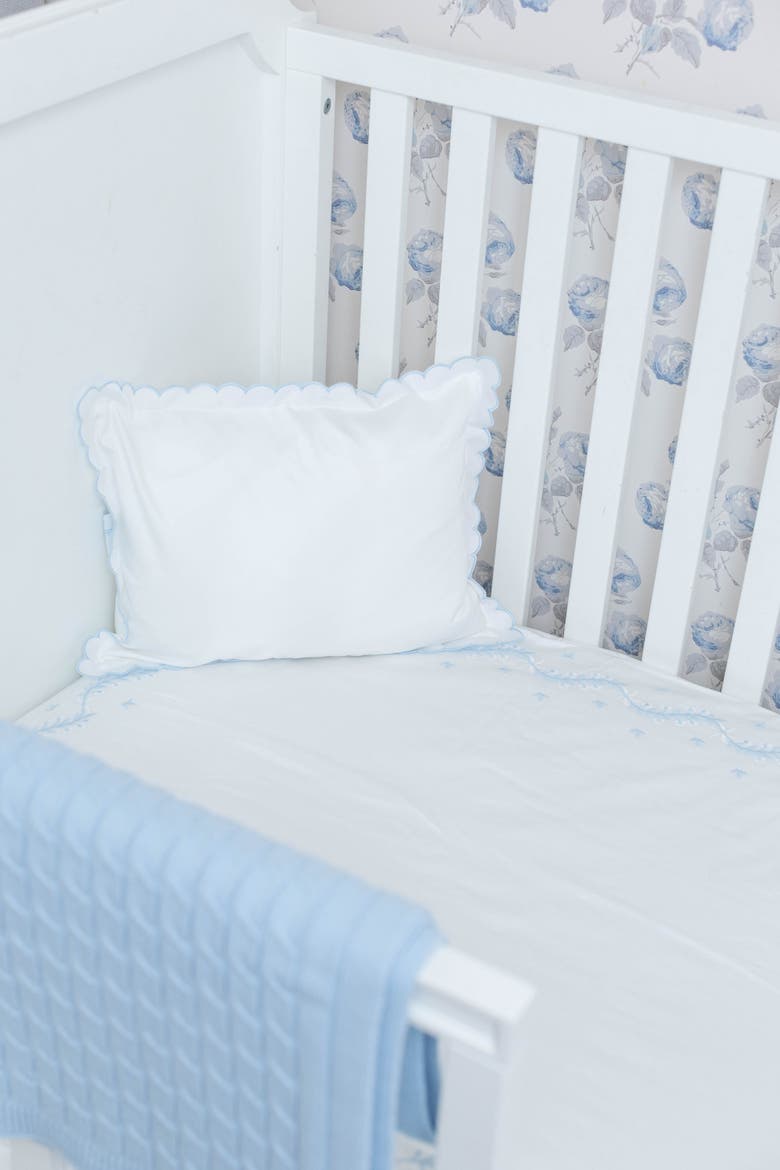 Kids' Embroidered Crib Sheet, Alternate, color, Sky