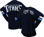 FANATICS Women's Fanatics Branded Navy Tennessee Titans Spirit Jersey Lace-Up V-Neck Long Sleeve T-Shirt