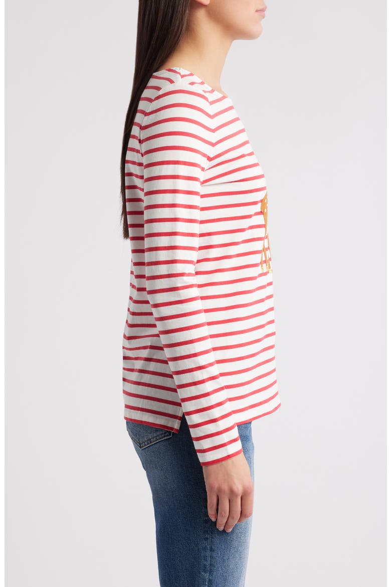 Ella Stripe Appliqué Cotton T-Shirt, Alternate, color, RED REINDEER STRIPE