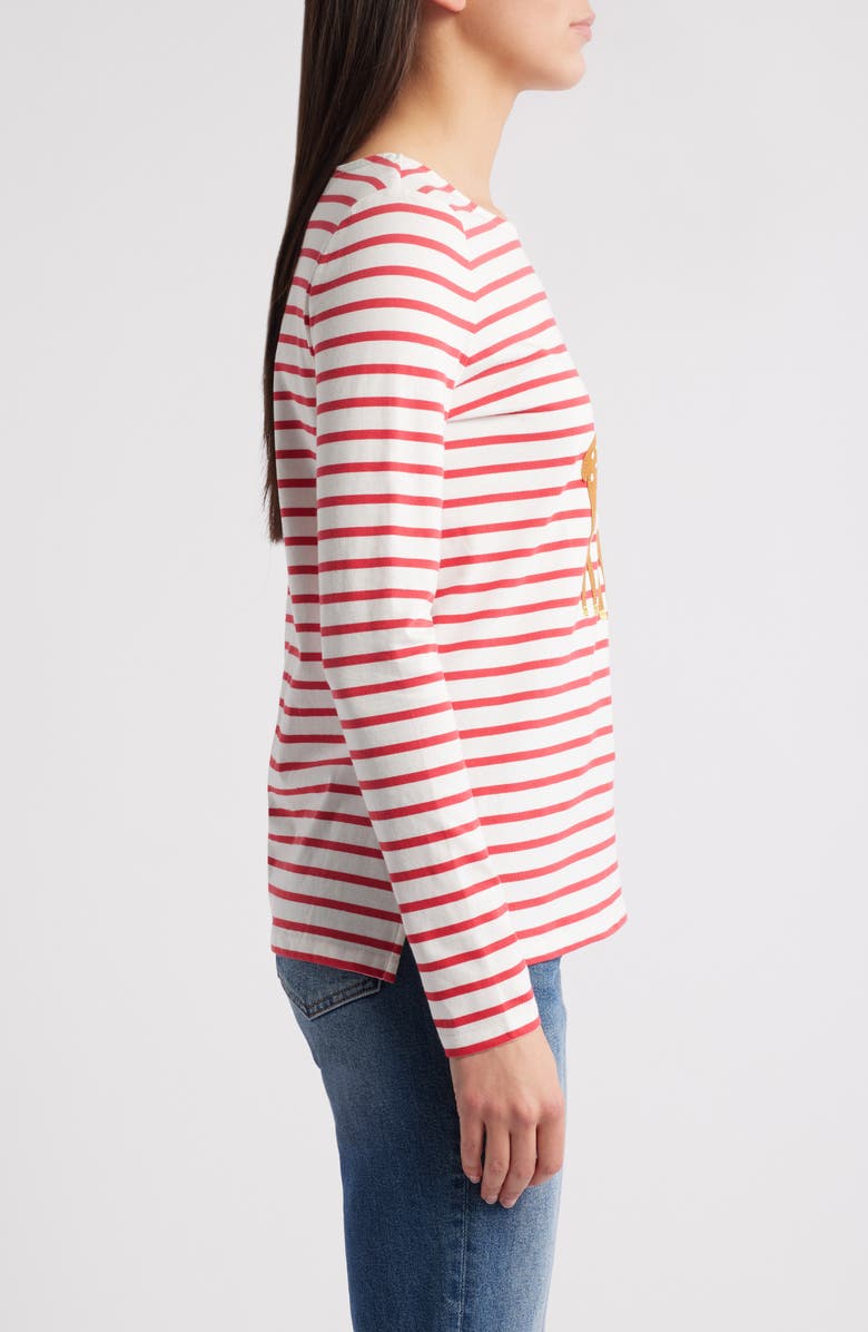 Boden Ella Stripe Appliqué Cotton T-Shirt, Alternate, color, 