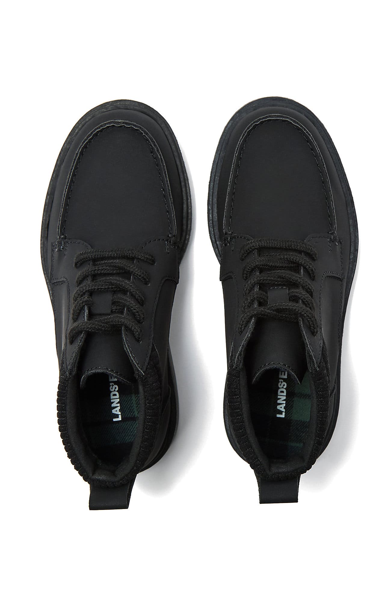 Lands' End Kids Moc Toe Flannel Lined Lace Up Boots, Alternate, color, 