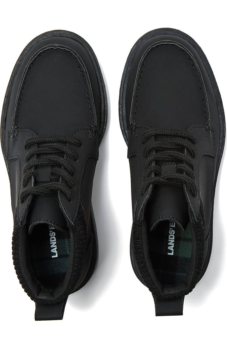 Lands' End Kids Moc Toe Flannel Lined Lace Up Boots, Alternate, color, Black