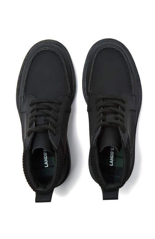 Lands' End Kids Moc Toe Flannel Lined Lace Up Boots In Black