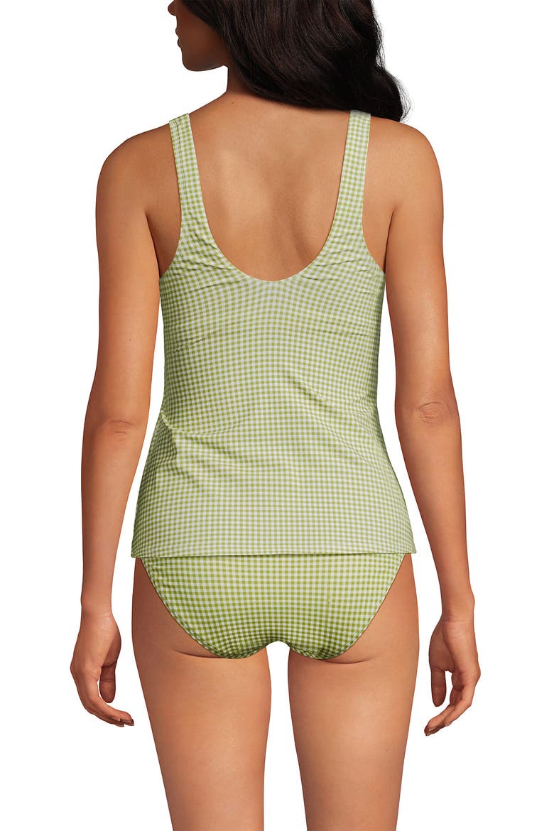 Chlorine Resistant Side Tie V-neck Tankini Swimsuit Top, Alternate, color, Bright Pistachio Gingham