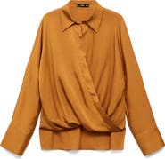 MANGO Wrap Front Satin Top