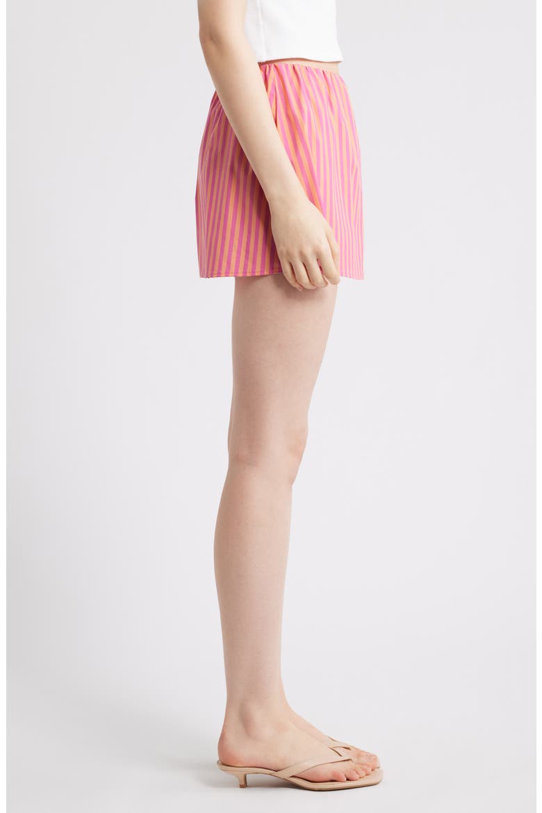 The Brinley Stripe Stretch Cotton Poplin Miniskirt, Alternate, color, ORANGE SODA X PARADISE PINK