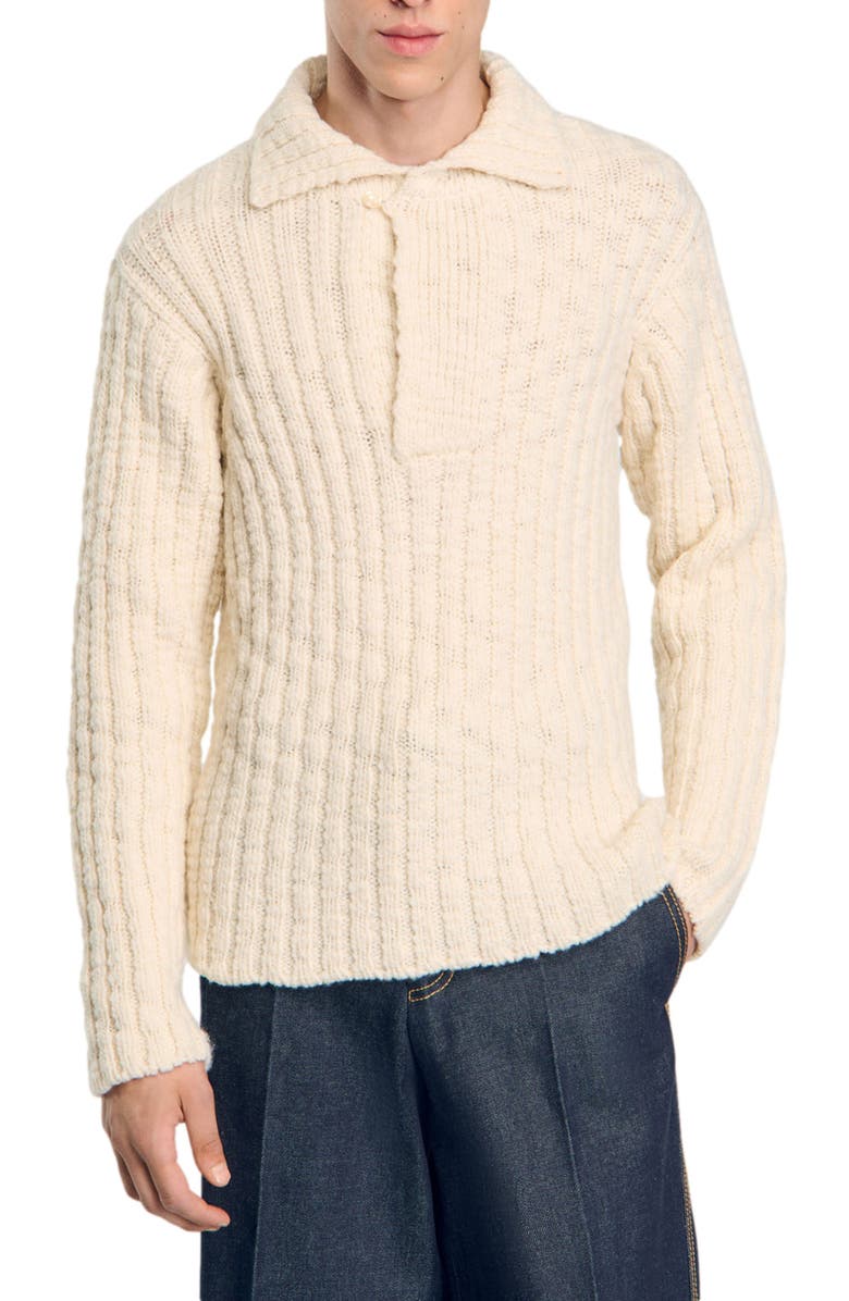 SANDRO Chunky knit polo neck sweater, Alternate, color,