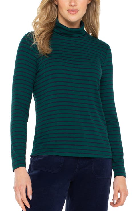 Stripe Turtleneck Rib Top
