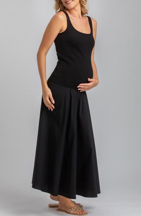 Sleeveless Drop Waist Maternity Dress
