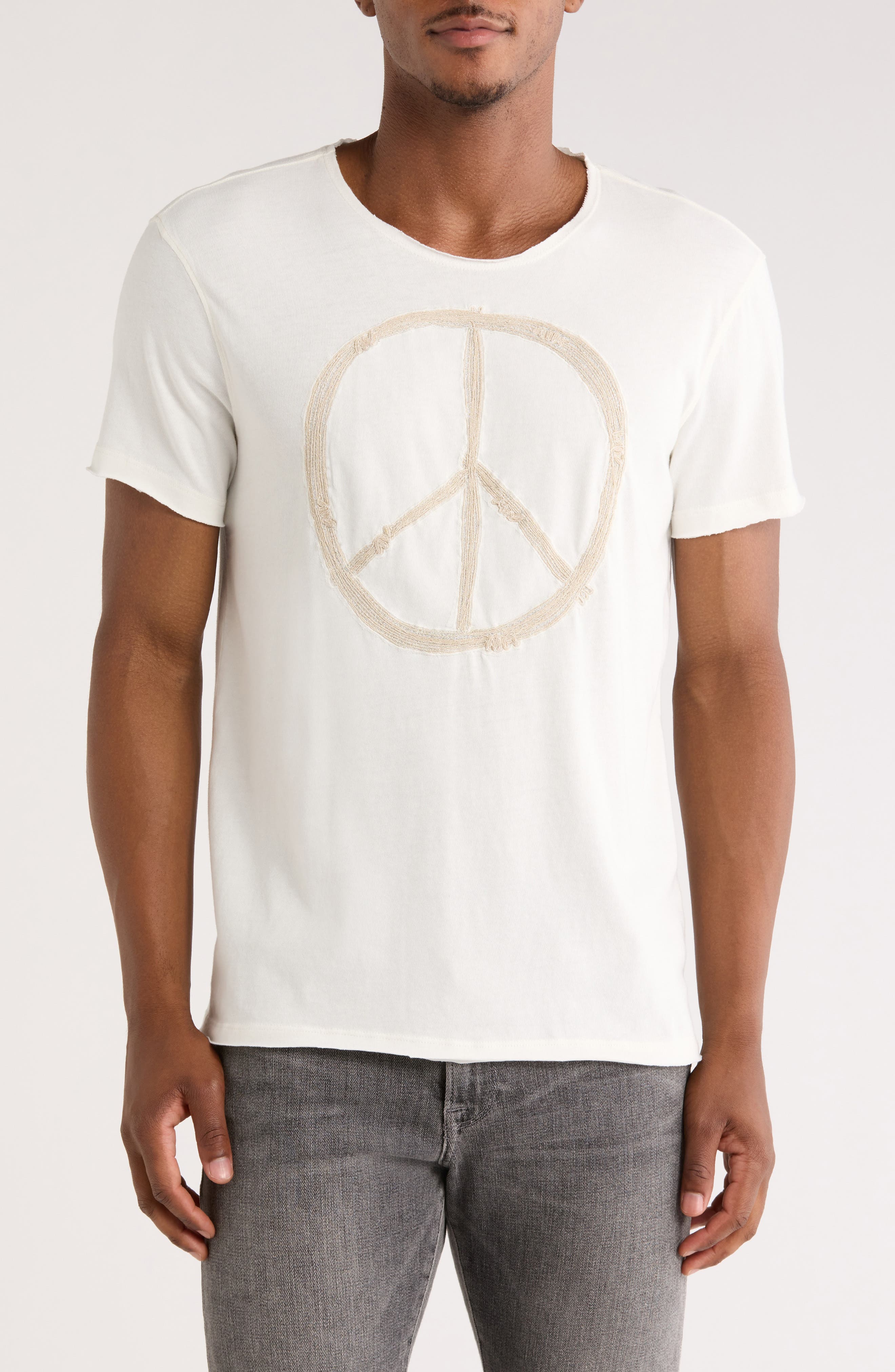 John Varvatos Peace Sign Raw Edge Cotton Graphic T-Shirt