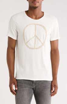 John Varvatos Peace Sign Raw Edge Cotton Graphic T-Shirt