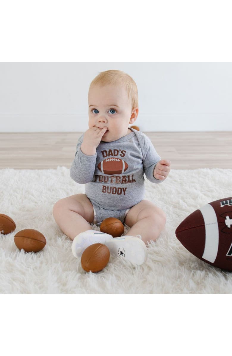 Sweet Wink Dad's Football Buddy Long Sleeve Bodysuit, Alternate, color, Grey