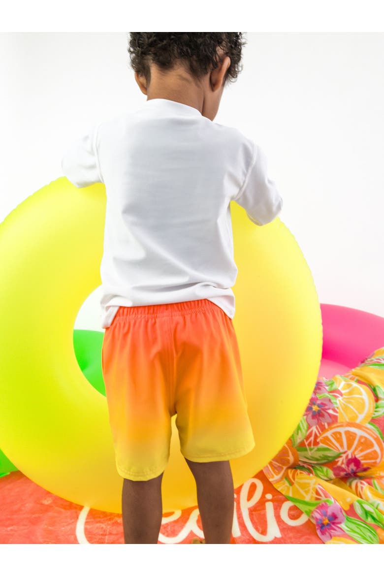UPF50+ Sun Protected Stretch Swim Trunks, Alternate, color, Neon Citrus Sunrise