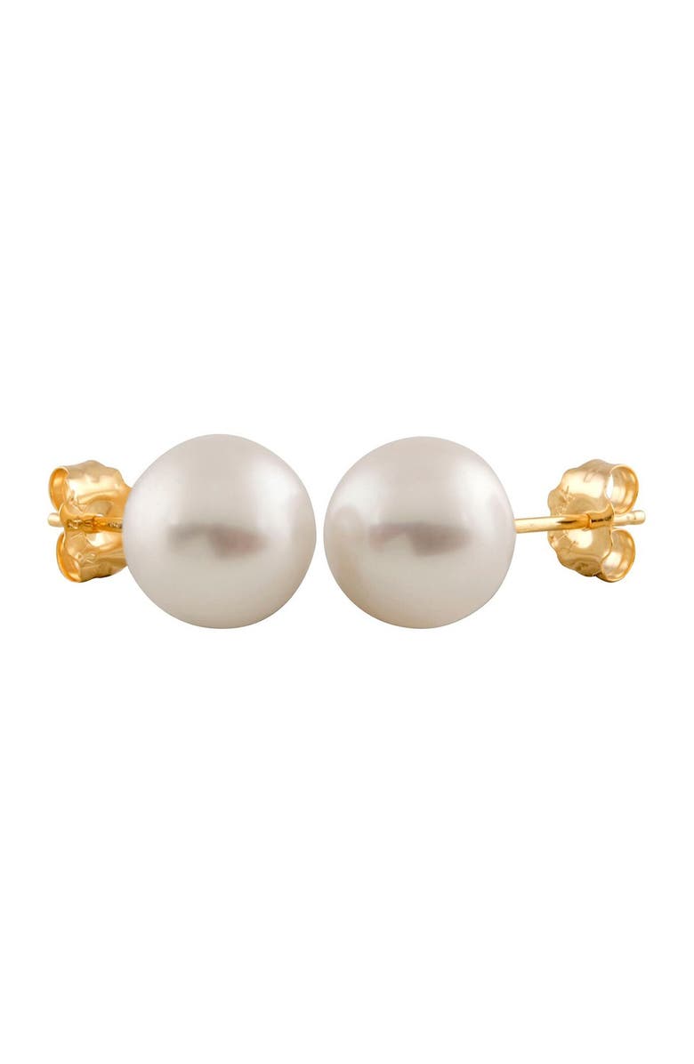 SPLENDID PEARLS 14K Yellow Gold 7-8mm White Cultured Freshwater Pearl Stud Earrings, Main, color, 