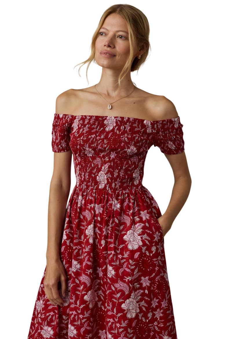 Sundance Floral Print Off the Shoulder Voile Midi Dress, Alternate, color, GARDEN WHISPERS