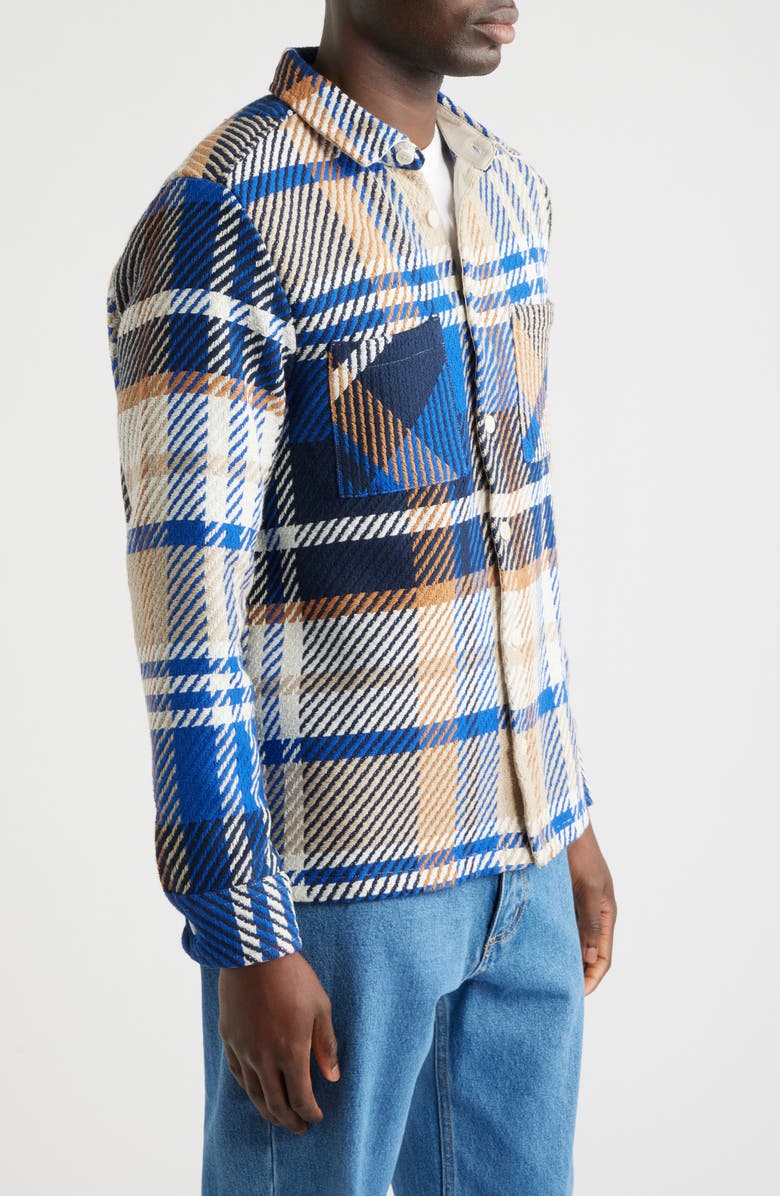 Wax London Whiting Plaid Overshirt, Alternate, color, Blue / Tan