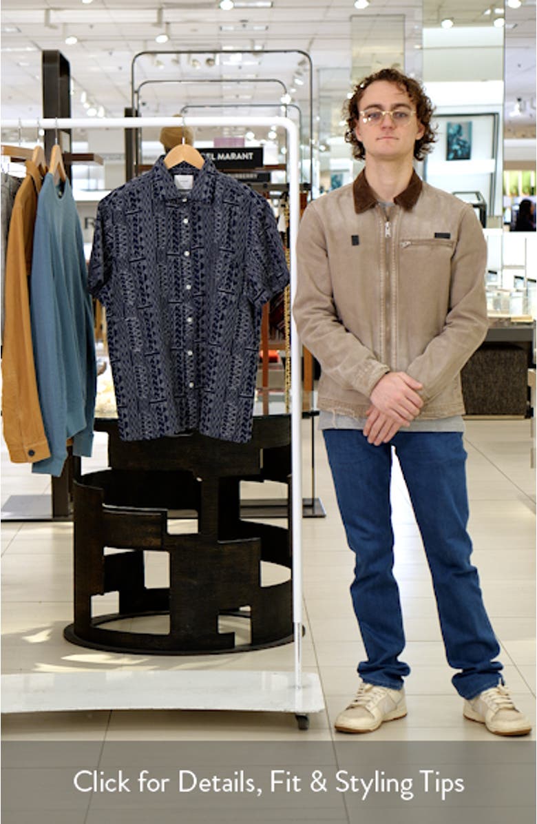 Geo Stitch Short Sleeve Linen Sport Shirt, sales video thumbnail