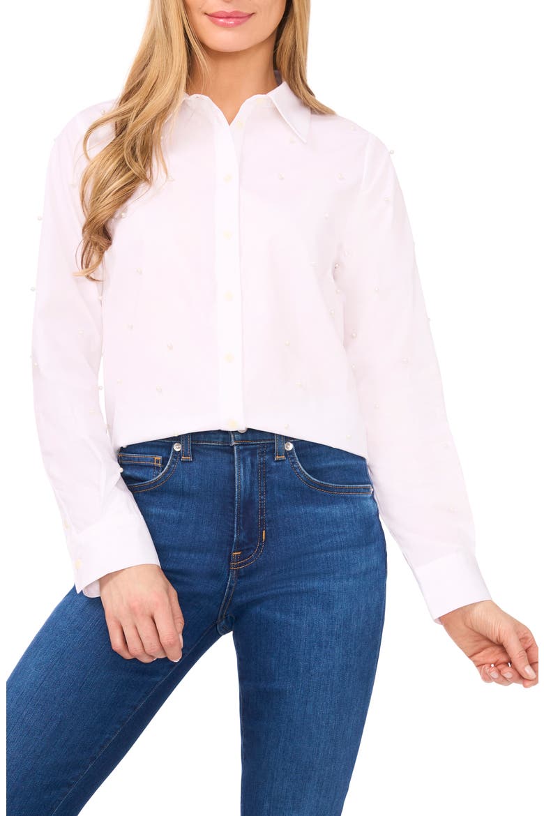 Beaded Shirt, Main, color, ULTRA WHITE