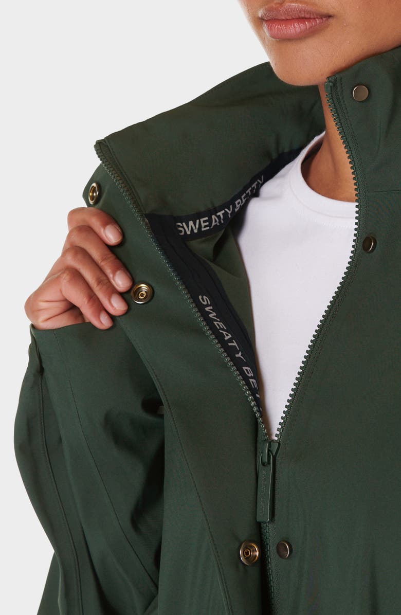 Sweaty Betty Guide Waterproof Hooded Jacket, Alternate, color, Trek Green