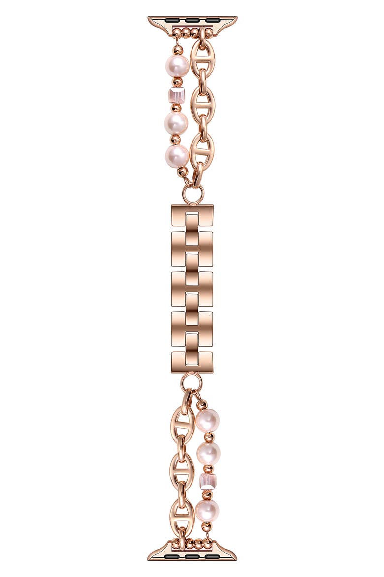 Luna Imitation Pearl Apple Watch® Watchband, 42mm, Main, color, ROSE GOLD
