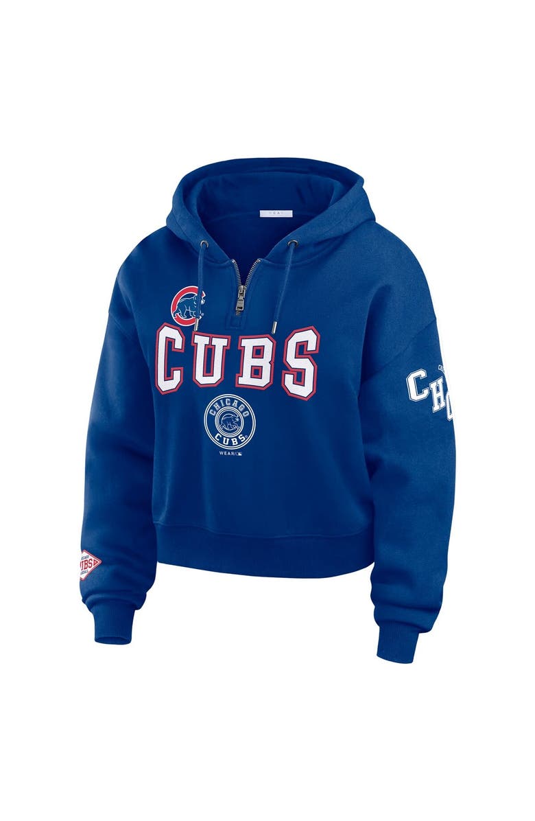 WEAR by Erin Andrews Women's WEAR by Erin Andrews Royal Chicago Cubs Patch Quarter-Zip Hoodie, Alternate, color,