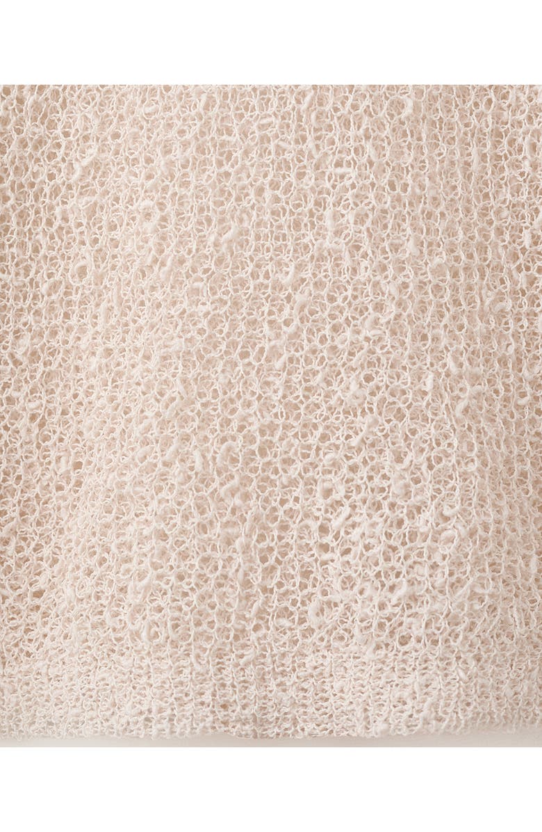 MANGO Sheer Open Knit Long Sleeve Sweater, Alternate, color, Ecru