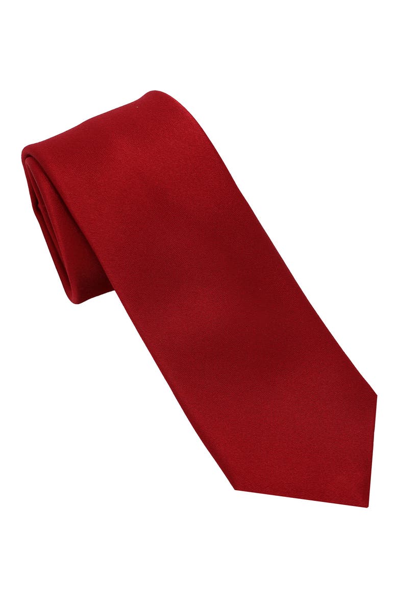 Solid Satin Tie, Main, color, RED