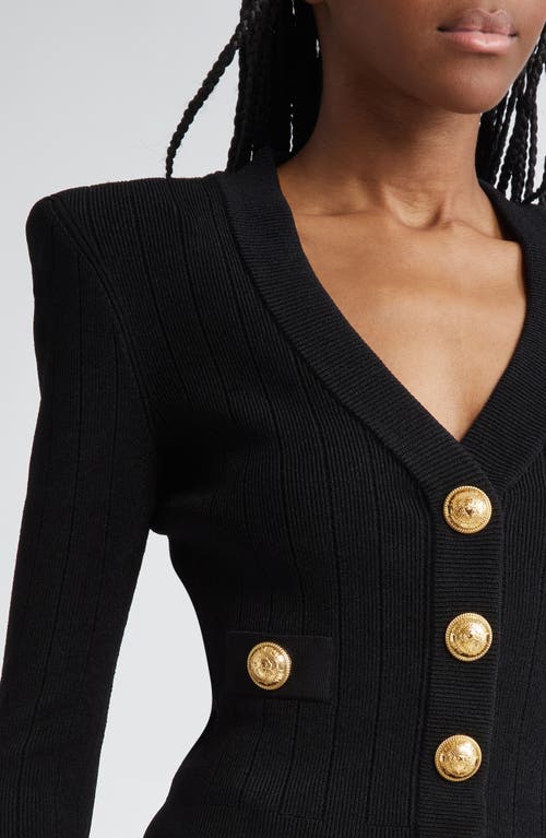 Balmain Cropped Viscose Blend Cardigan With Snail Buttons In Black