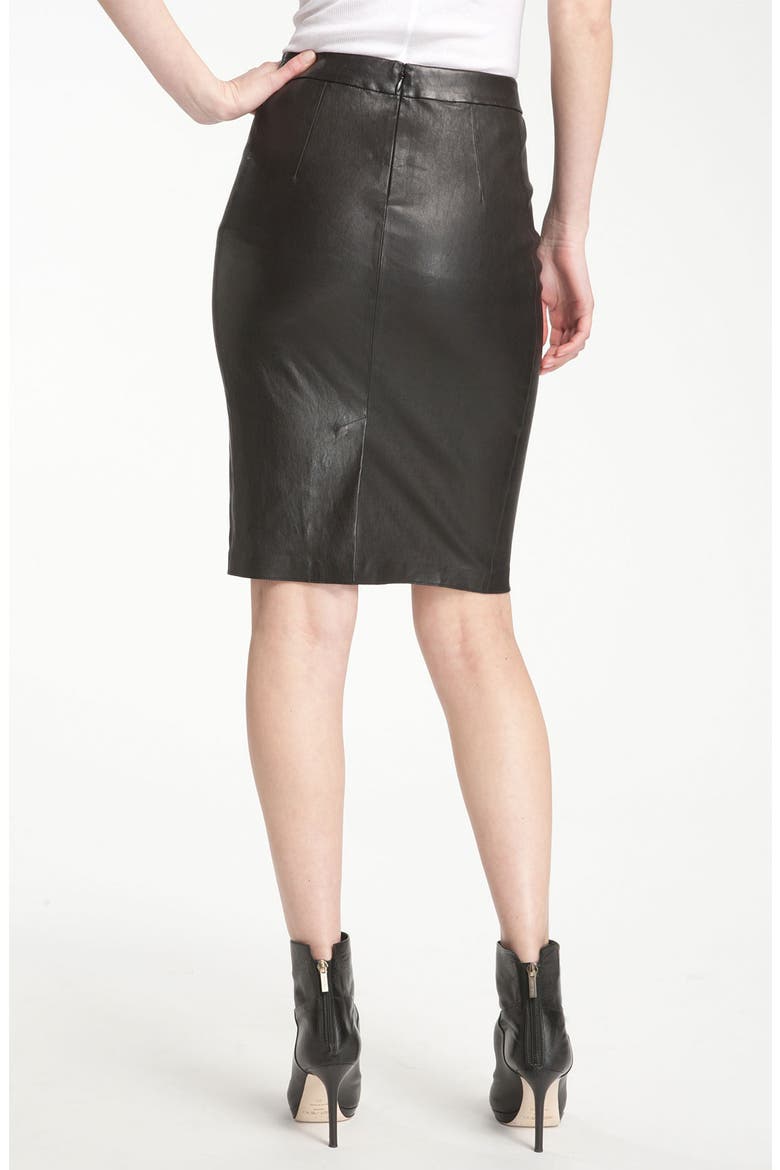Leather Pencil Skirt, Alternate, color, BLACK