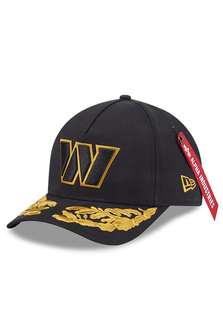 Men's New Era x Alpha Industries  Black Washington Commanders A-Frame 9FORTY Adjustable Hat, Main, color, Black
