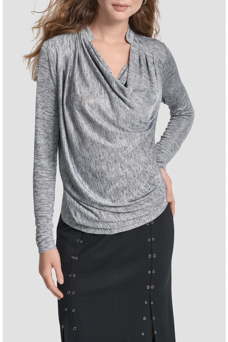 Heather Foil Drape Top, Main, color, GRAPHITE