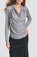 DKNY Heather Foil Drape Top