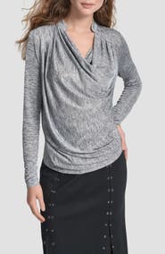 DKNY Heather Foil Drape Top