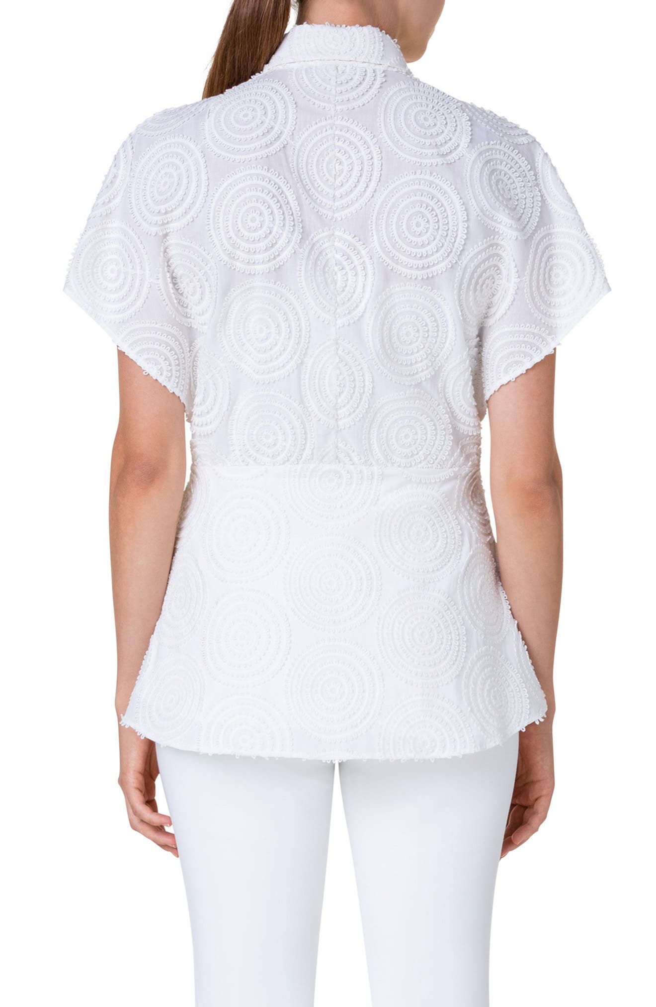 Circle Embroidery Cotton Peplum Blouse - image 2