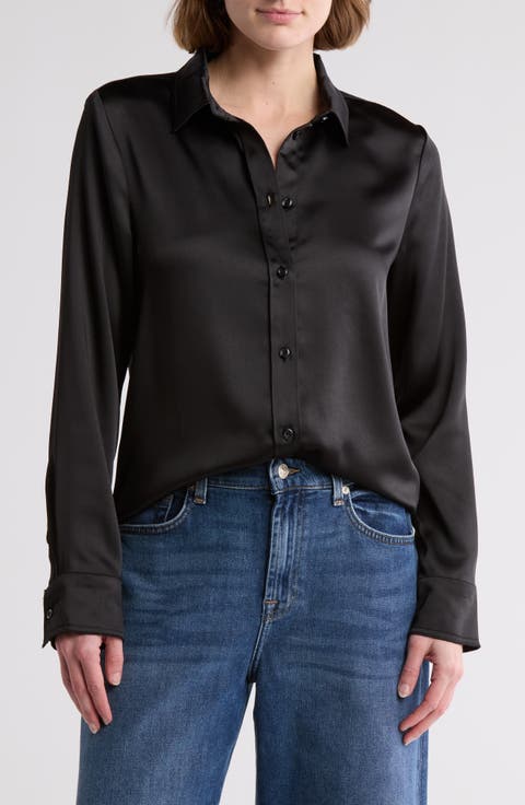 Button Front Satin Shirt