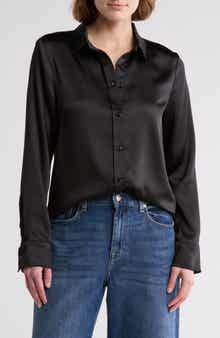 7 For All Mankind Button Front Satin Shirt