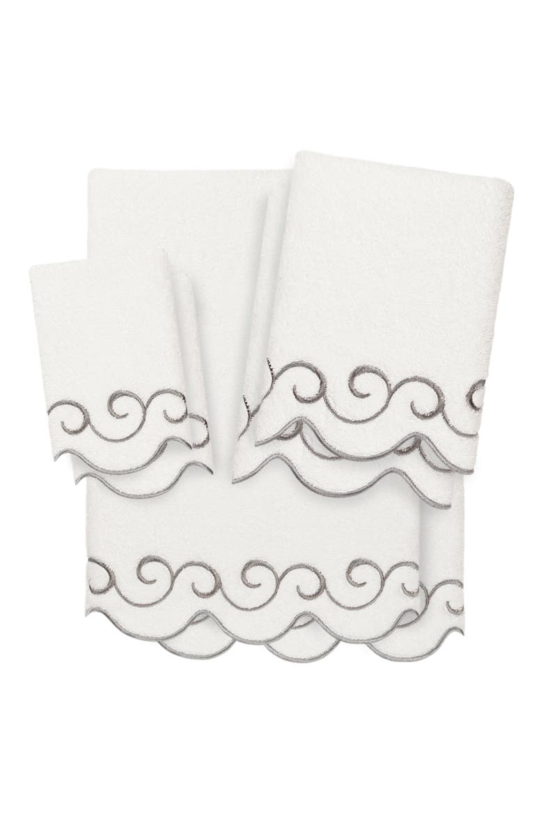 Simplicity Scallop 6-Piece Turkish Cotton Towel Set, Main, color, WHITE/ GRAY