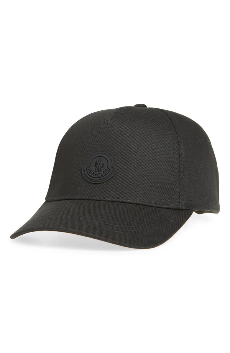 Moncler Logo Cotton Adjustable Baseball Cap, Main, color, Black