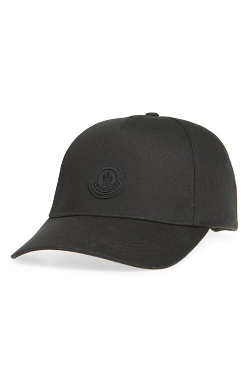 Shop Moncler Logo Cotton Adjustable Baseball Cap In Black