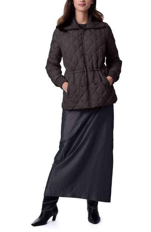 Bernardo Drawcord Waist Quilted Puffer Coat In Black