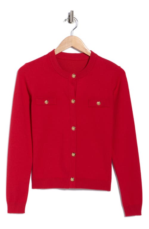 By Design Keira Chest Pocket Cardigan In Red