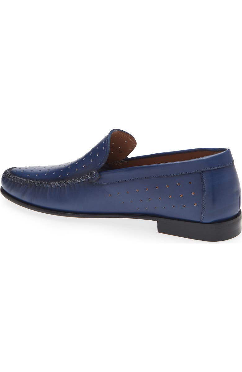 Mezlan Perforated Moc Toe Loafer, Alternate, color, Blue